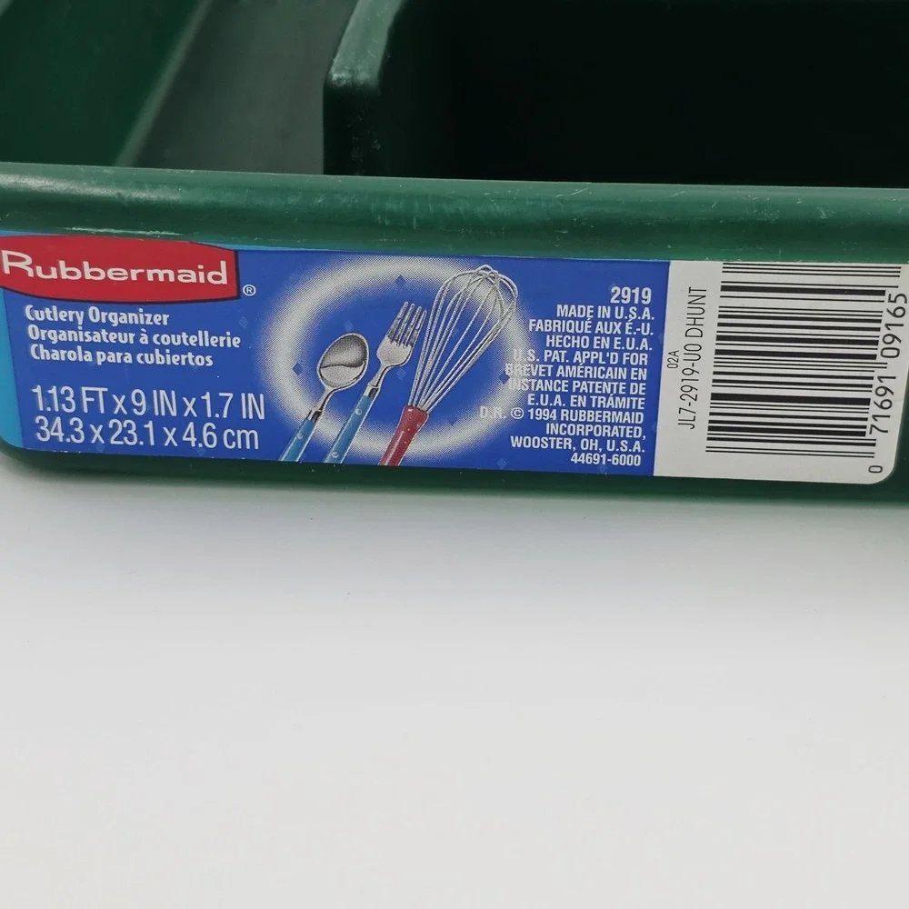 Rubbermaid Cutlery Silverware Tray #2919 Drawer‎ Organizer Hunter Green 1994 USA